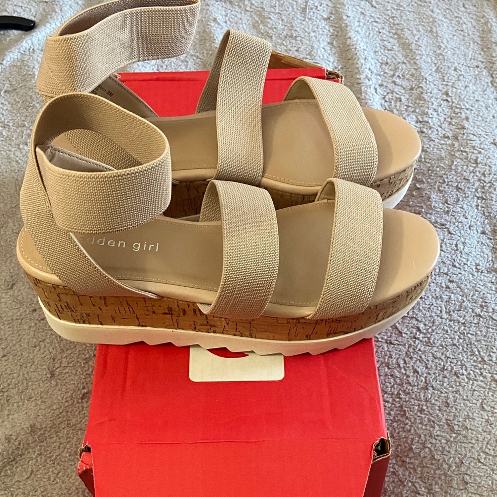 Madden Girl Beige Wedge Sandals